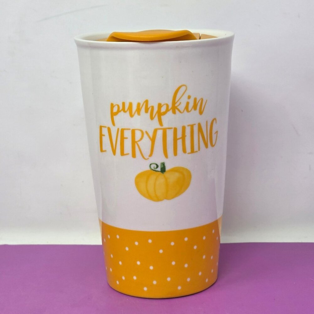 Pumpkin Everything Tumbler Travel Mug Ceramic Gartner Studios With Lid